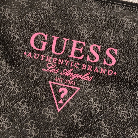NEW Guess Black Hand Wristlet Bag Leopard Lining - Picture 2 of 8